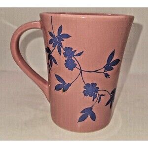 2006 Starbucks Coffee Mug 13 Fl Oz Pink Cup With Blue Floral Design tea cup